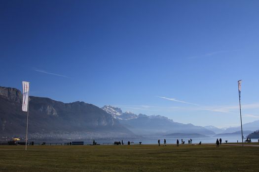 lake Annecy and mountains