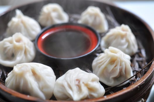 A plate of steamed dumplings in Xian, China
