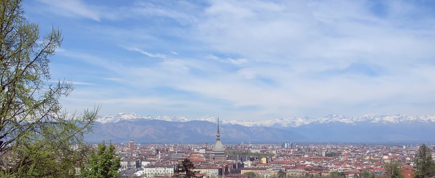 City of Turin (Torino) skyline panorama seen from the hill