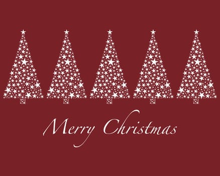 Christmas tree red from stars and text