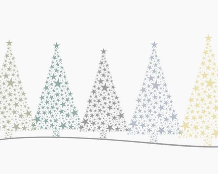 5 christmas trees colorful in a series