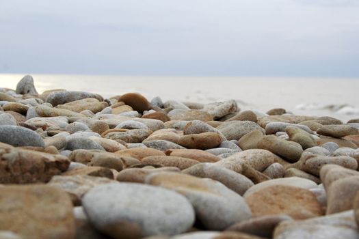 Photo shot of the smooth beach stones