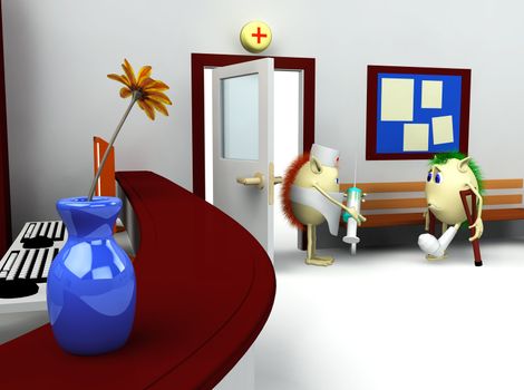 3d rendering of hospital waiting room and registry