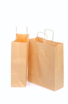 Two ecological paper bags on the white background