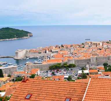 High angle view of the Dalmatian coast from the city of Rovinj Croatia