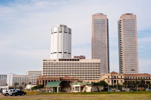 Colombo, Sri Lanka - Feb. 22, 2011: The twin towers of the  World Trade Centre Colombo also known as WTC Colombo or WTCC is the tallest completed building in Sri Lanka.