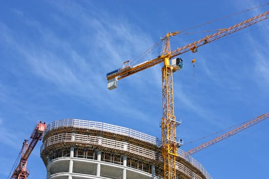 Construction crane building new housing
