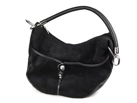 Woman black handbag against the white background 