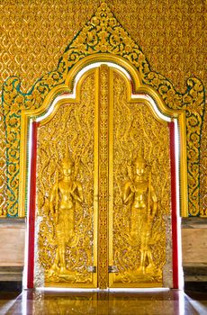 Golden door in temple Thailand