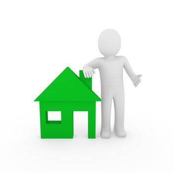 3d man house green home energie save estate