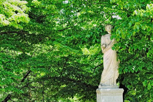 Marble statue in the gardens of Villa Borghese. Italy