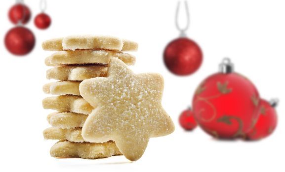 Cookies for christmas on a white background with space for text
