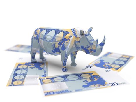 euro origami rhino made in 3D graphics