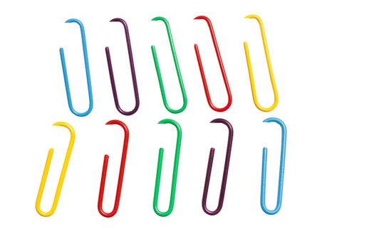 isolated  color paper clips