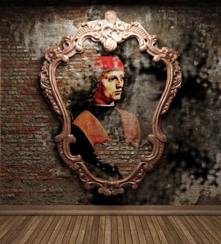 antique portrait fresco made in 3D