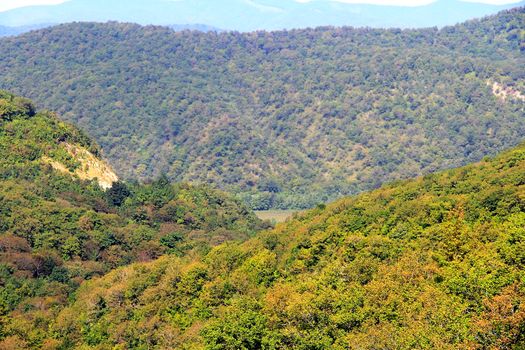 Summer beautiful landscape with Caucasus green mountains