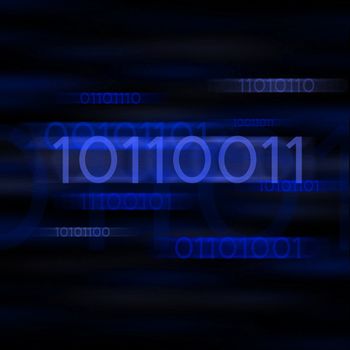 Blue blurred binary computer code