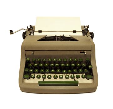 Vintage 1950s portable typewriter on white background