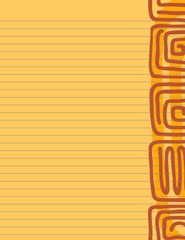 Lined paper stationery with warm Aztec glyphs and tones