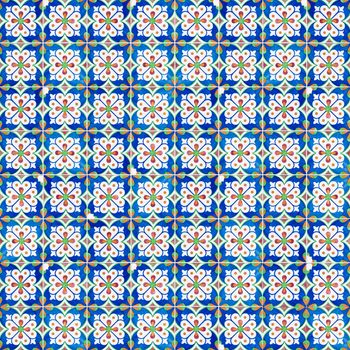 Seamless tile pattern of ancient ceramic tiles.