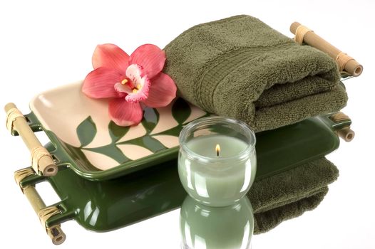 Spa items with reflection
