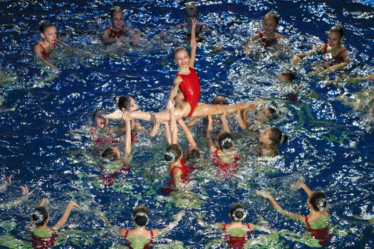 Show of Olympic champions on synchronous navigation " In winter night ". Moscow