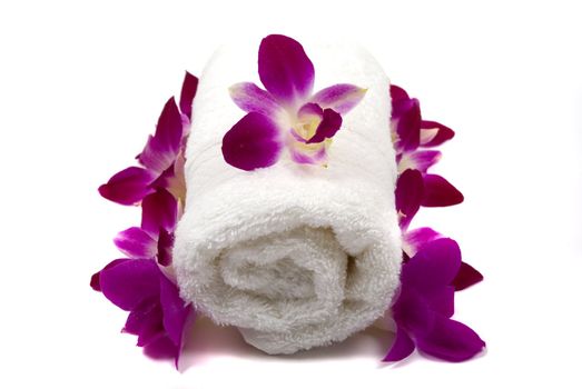 Orchids and towel