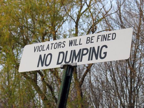 a "no dumping" sign.