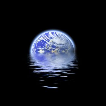The earth floating in a pool of water - this works great to denote a flood or to represent the earth's oceans.