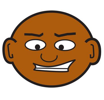 a clip art of a crazy bald guy