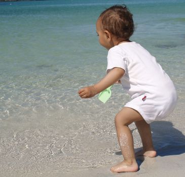 child playing near water