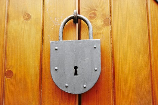 Shot of the old locked padlock - detail