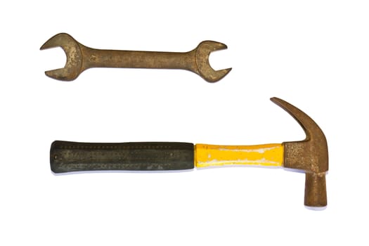 Tools set hammer and  wrench