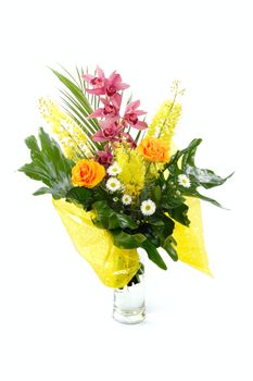 Bouquet of fresh flower on white background foto