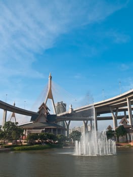 Museum of Industrial Ring Road Bridge and Bhumibol Bridge, Samut Prakarn,Thailand