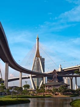 Museum of Industrial Ring Road Bridge and Bhumibol Bridge, Samut Prakarn,Thailand