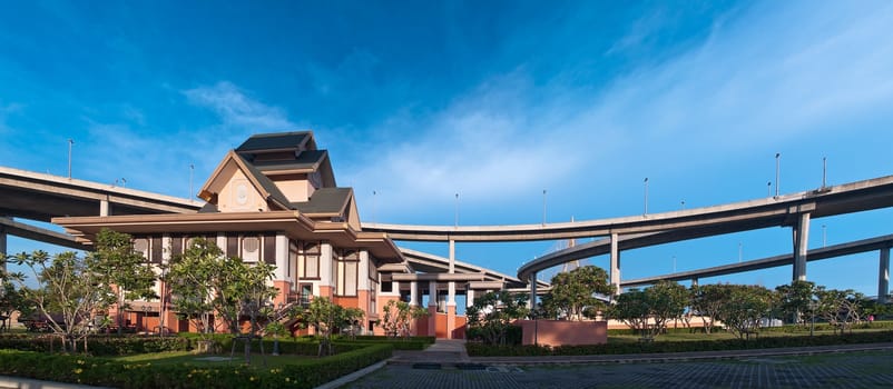 Museum of Industrial Ring Road Bridge and Bhumibol Bridge, Samut Prakarn,Thailand