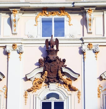 historic building, stucco on the walls, a statue