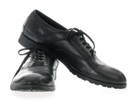 Black Men's leather shoes on a white background