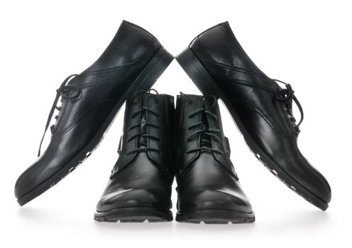 Black Men's leather shoes on a white background