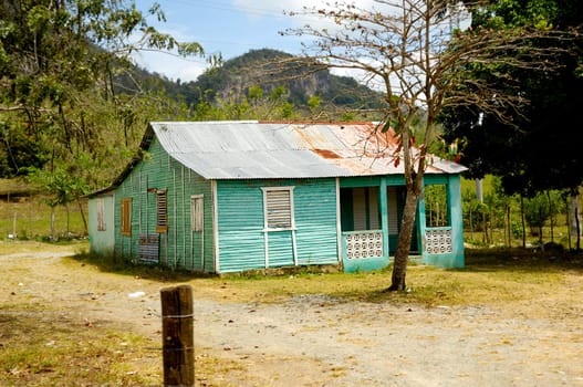 Classical caribbean wooden house. Dominican Republic.