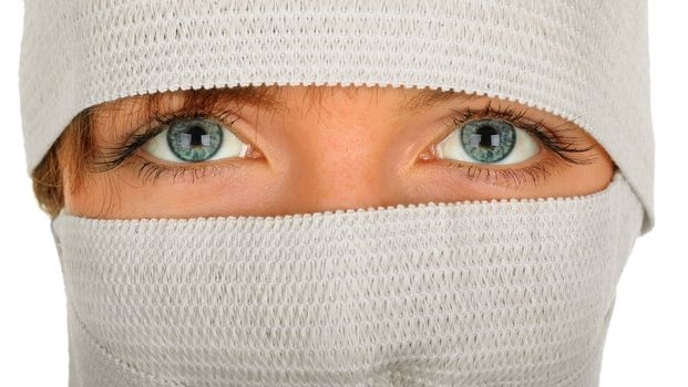 Eyes of great beauty and bandages on  head