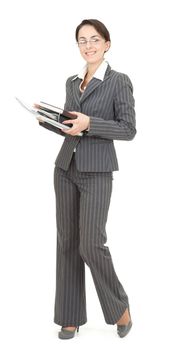 portrait of a business woman on white background