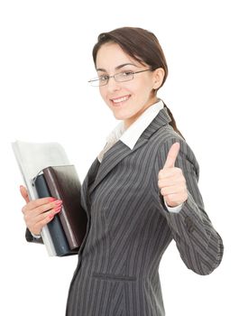 portrait of a business woman on white background