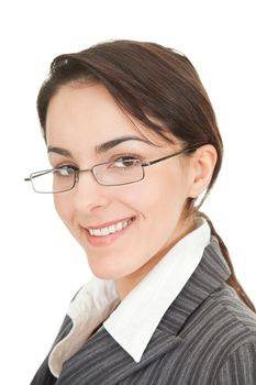 portrait of a business woman on white background