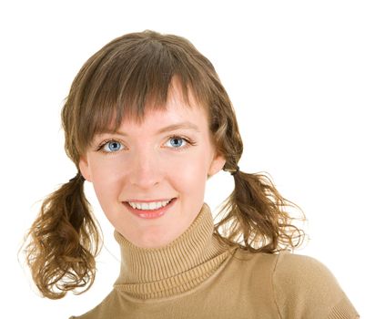 girl with braids on a white background