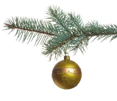 close-up christmas tree decoration, isolated on white