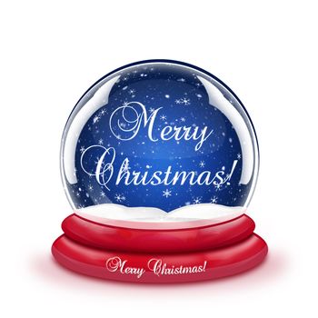 A snow globe with the words Merry Christmas inside.