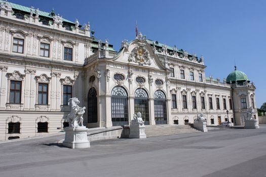 Famous Belvedere castle in Vienna, Austria. Belvedere is large collection gallery of famous artists (Gustav Klimt for example)