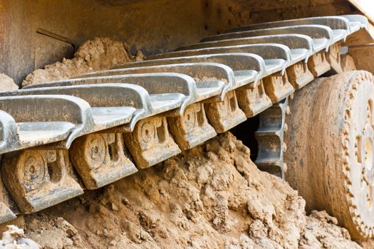 Bulldozer working in mine